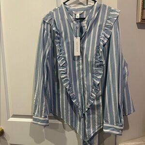 POPSUGAR Blue and White Striped Button Down Shirt
